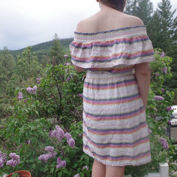 Off Shoulders Dress By Just Living Linen Blend - Picture 7 of 7